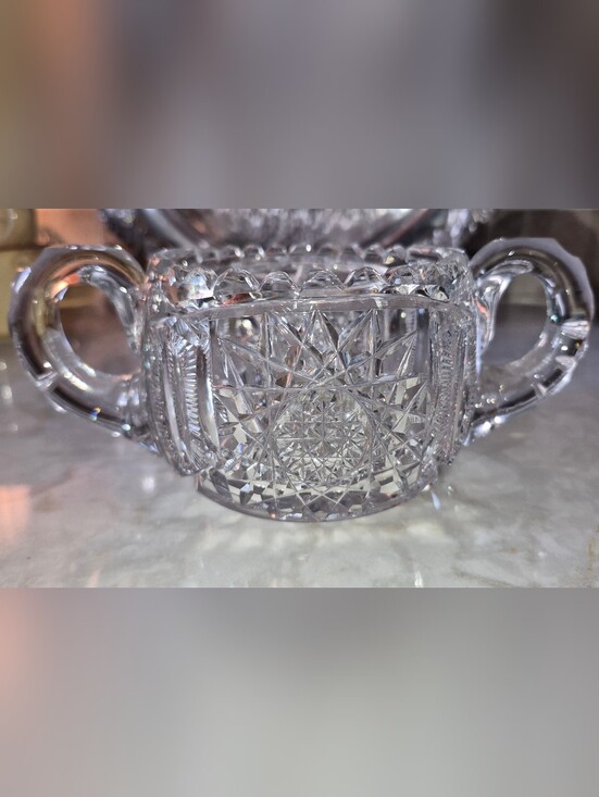 Other - Antique American Brilliant Period (ABP) Cut Crystal Double-handled sugar bowl